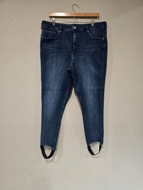 Express Dark Indigo Skinny Jeans with Stirrup Detail